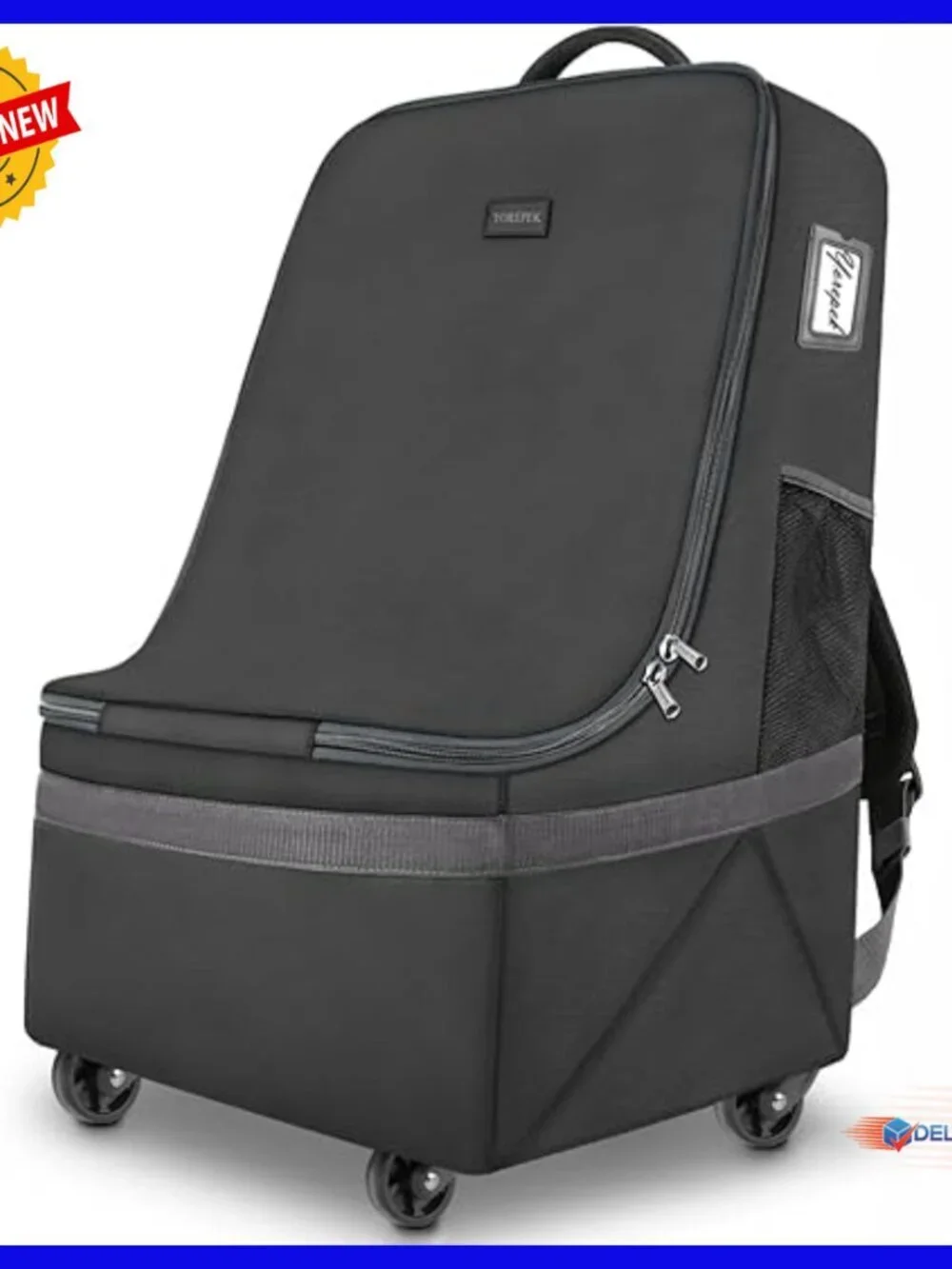 Padded Car Seat Travel Backpack with Wheels, Large Gate Check Bag